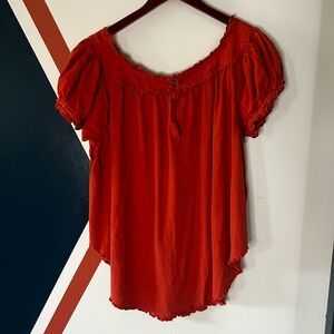 We The Free Red Off-Shoulder Peasant Blouse